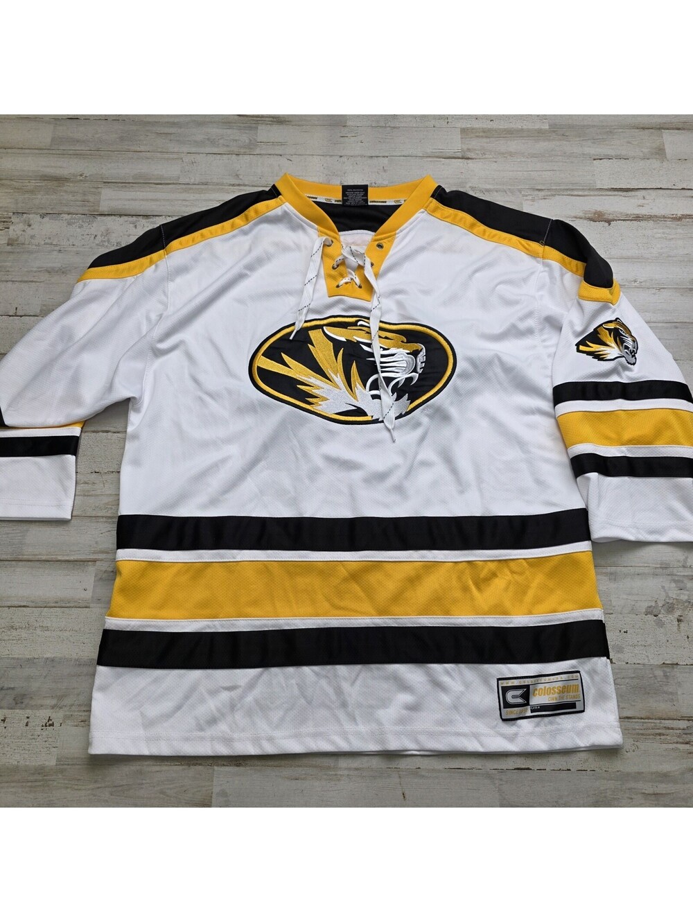 Missouri Tigers Men's LG Hockey Jersey Colosseum MIZZOU - White Gold Team Fan